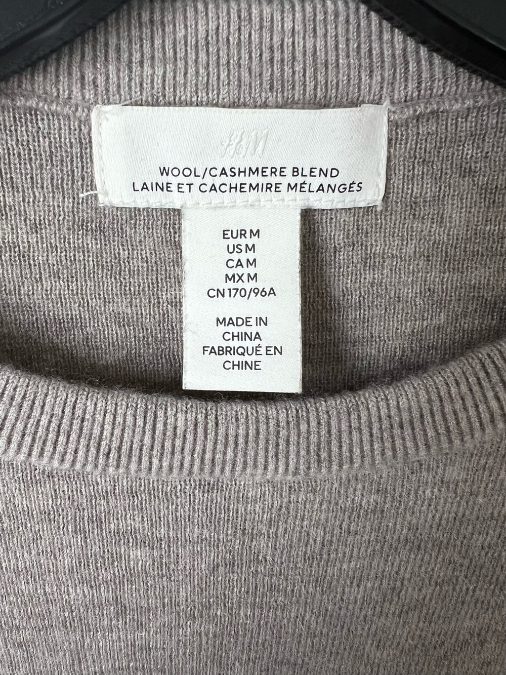 H&M Womens Premium Quality Sweater Greige Grey Cashmere Wool Jumper Top Size M - Picture 8 of 9